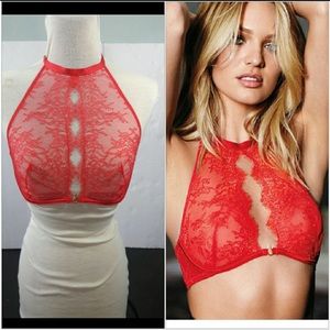 New Victoria's secret VERY SEXY red halter bra 32d valentines day lingerie